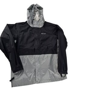 Marmot Boys PreCip Rain Jacket XL Black Grey Hooded Waterproof Shell L41000